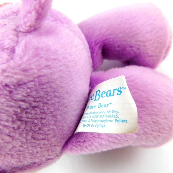 Vintage 2002 Care Bears Share Bear Plush Stuffed Animal 13" Purple Lollipops - Picture 4 of 5